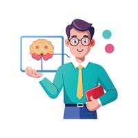 Educator Teaching with Brain Diagram vector