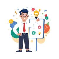 Educator Using Brainstorming Whiteboard vector