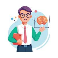 Instructor Holding Brain Diagram in Class vector