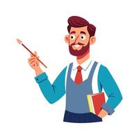 Educator Teaching Art While Holding Brush vector
