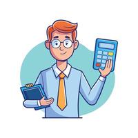 Educator Explaining with Calculator in Hand vector