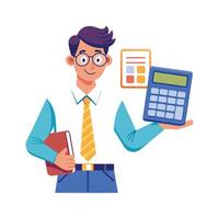 Teacher Using Calculator to Explain Concepts vector