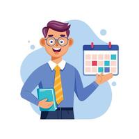 Teacher Holding Calendar While Teaching Time vector