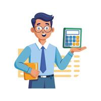 Educator Holding Calculator While Teaching vector