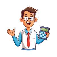 Male Teacher Using Calculator During Class vector