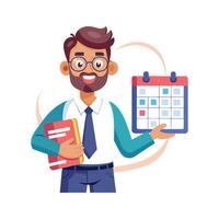 Instructor Teaching Time with Calendar vector