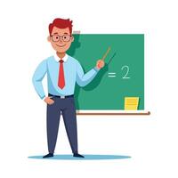 Teacher Holding Chalk While Explaining Form vector
