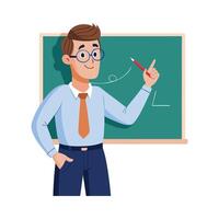 Teacher Holding Chalk While Explaining Lesson vector