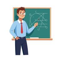 Teacher Drawing with Chalk While Explaining vector