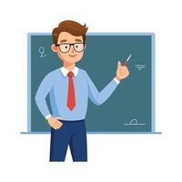 Instructor Holding Chalk While Teaching Lesson vector