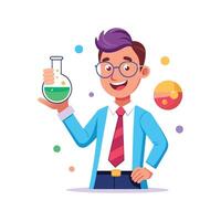 Instructor Holding Chemical Flask During Class vector