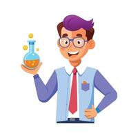 Educator Teaching Science with Chemical Flask vector