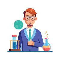 Educator Conducting Experiment with Chemistry Set vector