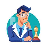 Educator Discussing Strategy with Chess Piece vector