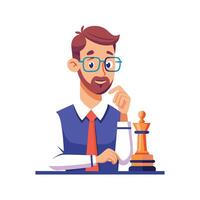 Instructor Holding Chess Piece While Teaching vector