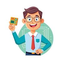 Male Teacher Using Circuit Board for Class vector
