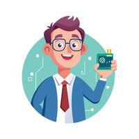 Teacher Holding Circuit Board While Explaining vector