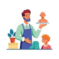 Teacher Holding Clay Model While Teaching vector