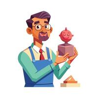 Instructor Holding Clay Model During Class vector