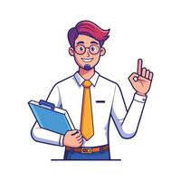 Educator Giving Instructions with Clipboard vector