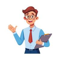 Educator Speaking While Holding Clipboard vector