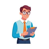 Teacher Taking Attendance with Clipboard vector
