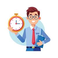 Teacher Holding Clock While Teaching Time vector