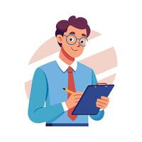 Instructor Using Clipboard to Take Notes vector