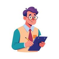 Educator Holding Clipboard While Taking Notes vector