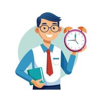 Educator Using Clock to Teach Time vector