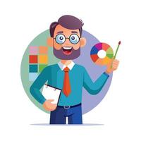 Educator Using Color Palette While Teaching vector