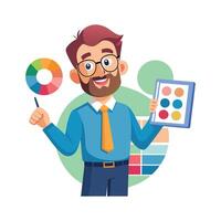 Teacher Holding Color Palette While Teaching vector
