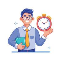 Instructor Holding Clock During Time Lesson vector