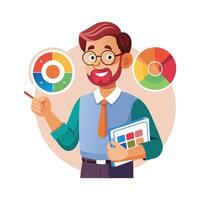 Instructor Holding Color Palette During Art Class vector
