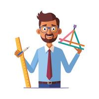 Educator Using Compass and Ruler in Class vector