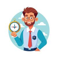 Educator Teaching Navigation with Compass vector