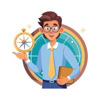 Instructor Using Compass to Teach Navigation vector