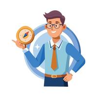 Educator Using Compass for Navigation Lessons vector
