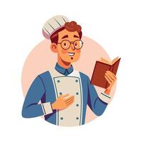 Teacher Holding Cookbook While Teaching Culinary Arts vector