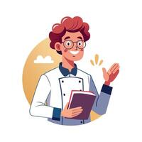 Instructor Teaching Culinary Skills with Cookbook vector