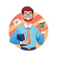 Educator Sharing Ideas with Coffee in Hand vector