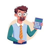 Teacher Holding Digital Calculator While Teaching vector