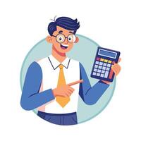 Instructor Teaching with Digital Calculator vector