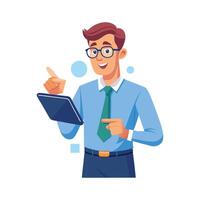 Educator Using Digital Tablet to Teach vector