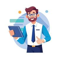 Instructor Holding Digital Tablet During Class vector