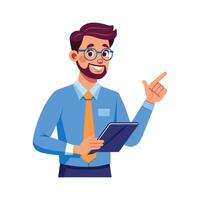 Teacher Holding Digital Tablet While Explaining vector