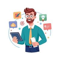 Instructor Holding Digital Tablet While Demonstrating vector