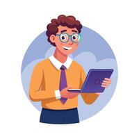 Educator Holding Digital Tablet While Teaching vector