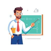 Educator Using Digital Whiteboard Pen in Class vector