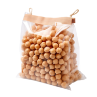 A bunch of chickpeas in a bag isolated on transparent background png